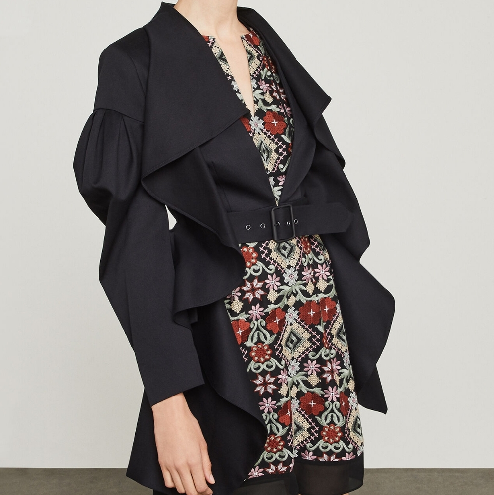 BCBG Hi-Low Drapey Trench Jacket
with belt